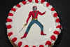 Order Ref: PI-244 Custom Red Power Ranger Themed 8 inch Photo Image Ice Cream Cake.